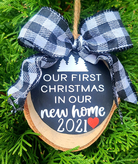 Wood slice ornaments- our first christmas