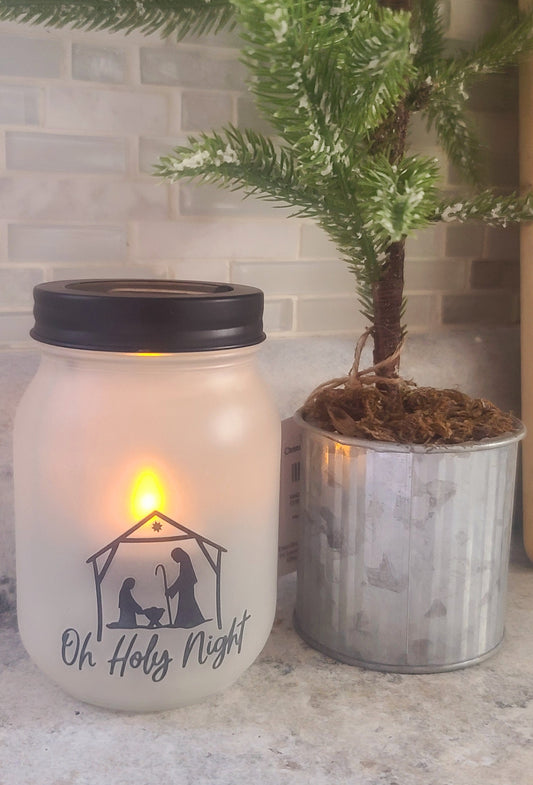 Pint jar tea light holder - O Holy Night