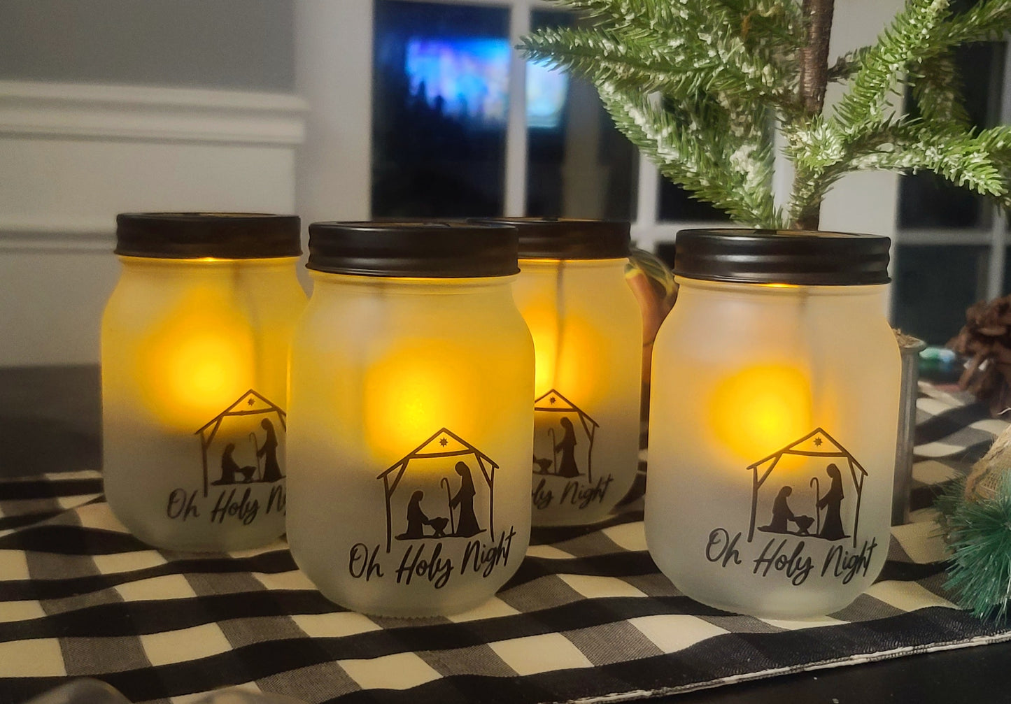 Pint jar tea light holder - O Holy Night